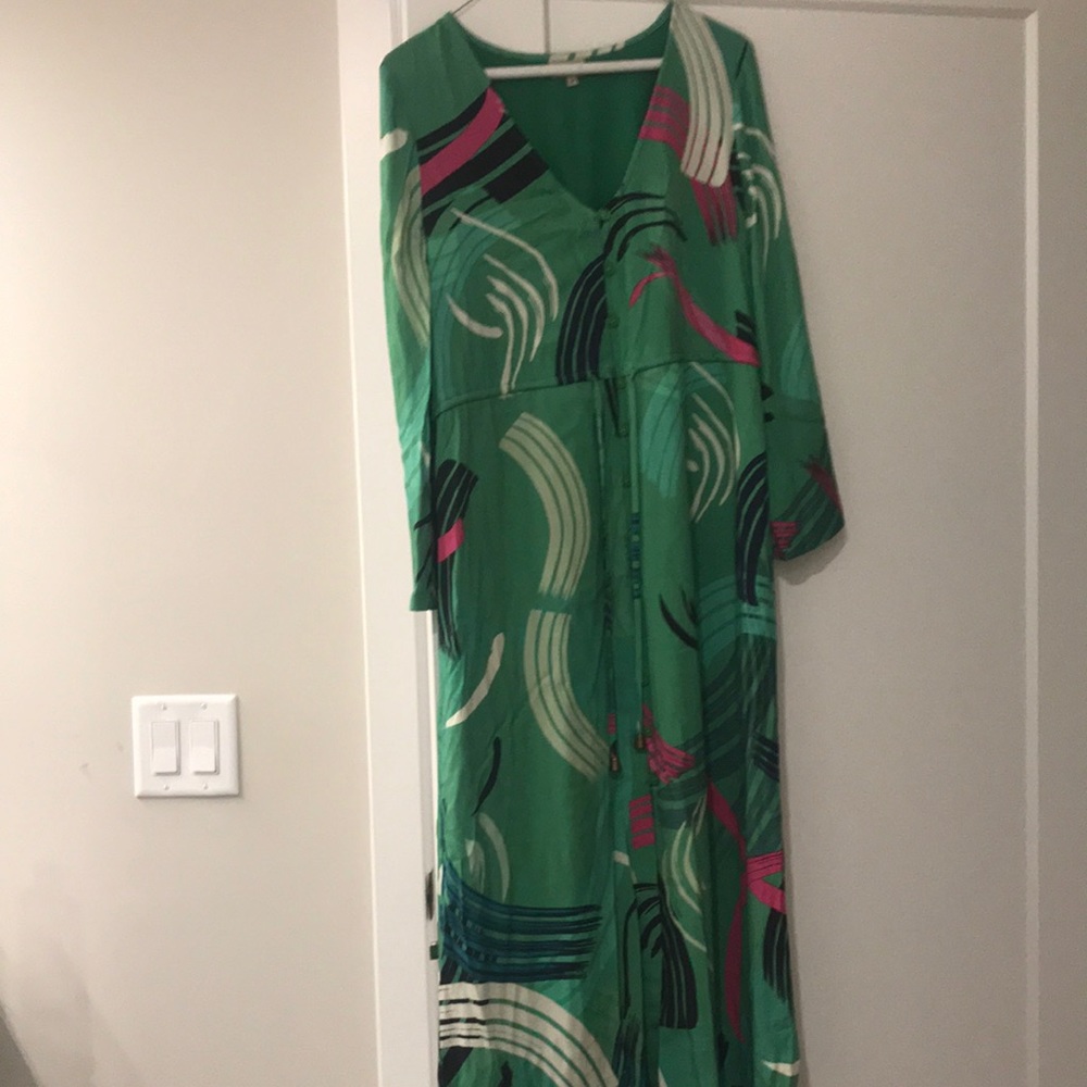 LIKE NEW Anthropologie The Odells Paloma Julia Paint-Swiped MaxI Dress(SP) - Picture 7 of 12